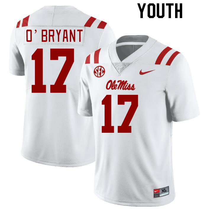 Youth #17 Richard O'Bryant Ole Miss Rebels College Football Jerseyes Stitched Sale-White - Click Image to Close